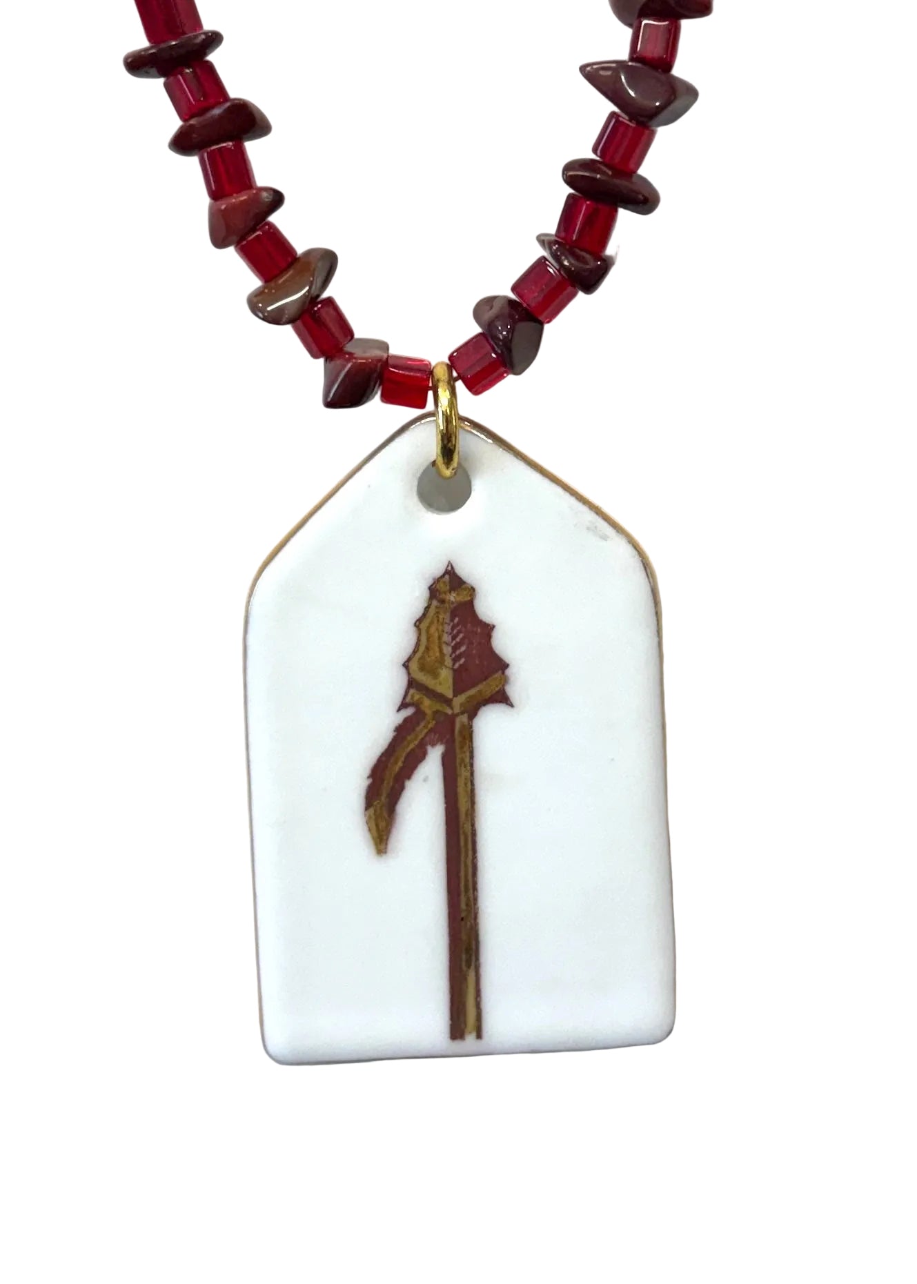 Florida State Seminoles Spear Hand-Painted Porcelain Pendant Necklace