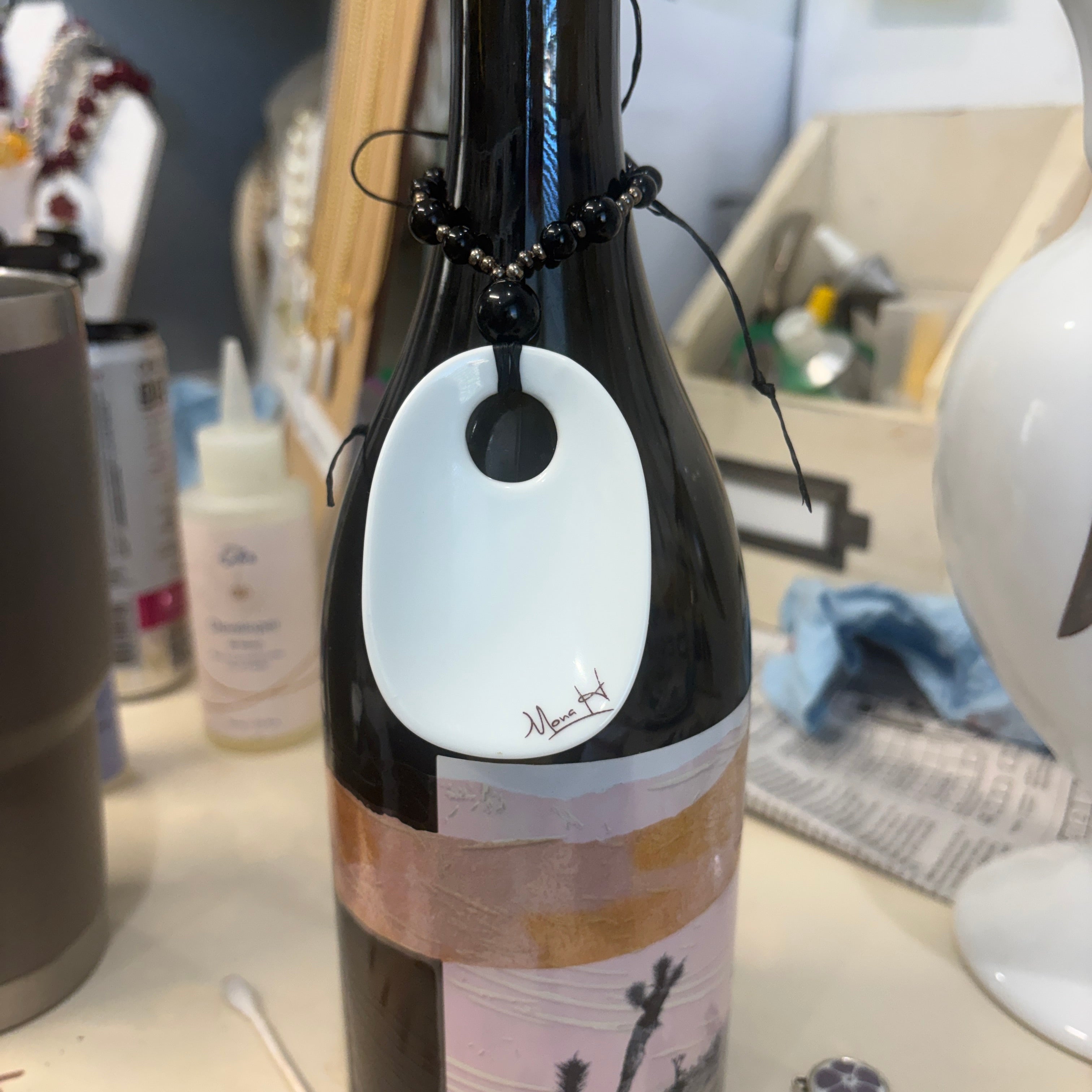Shark Tooth Porcelain Bottle Tag
