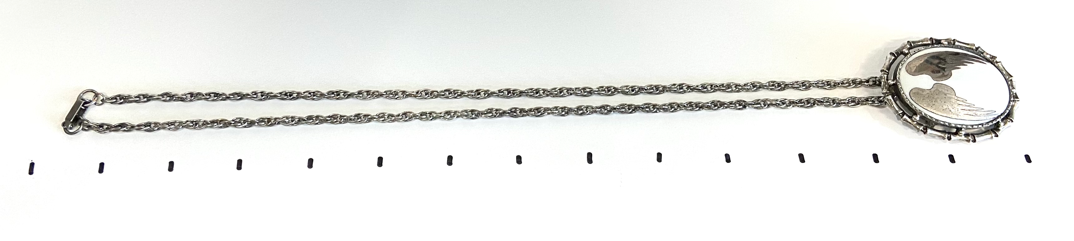 Angel Wing Necklace Pin Silver Chain