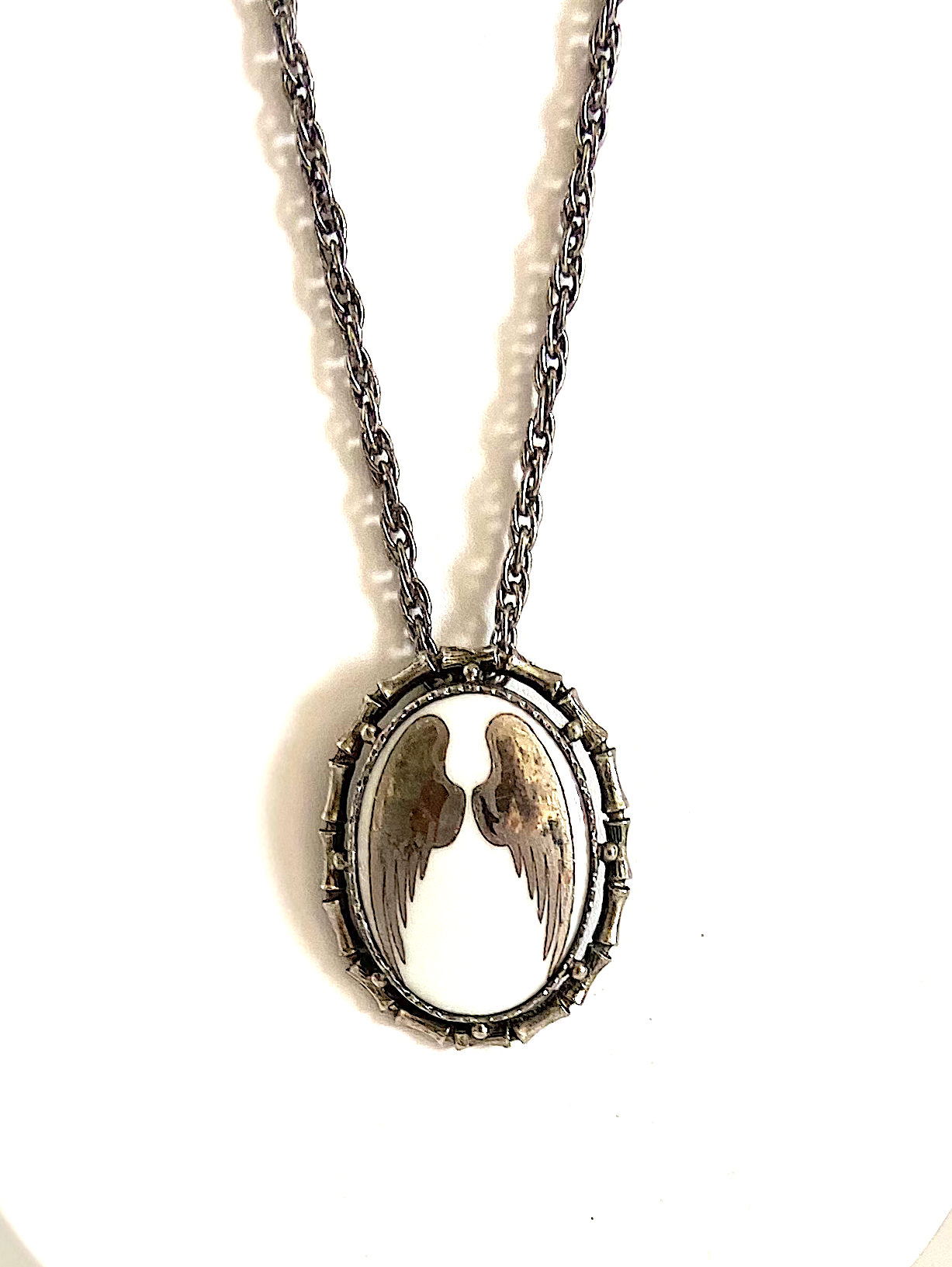 Angel Wing Necklace Pin Silver Chain