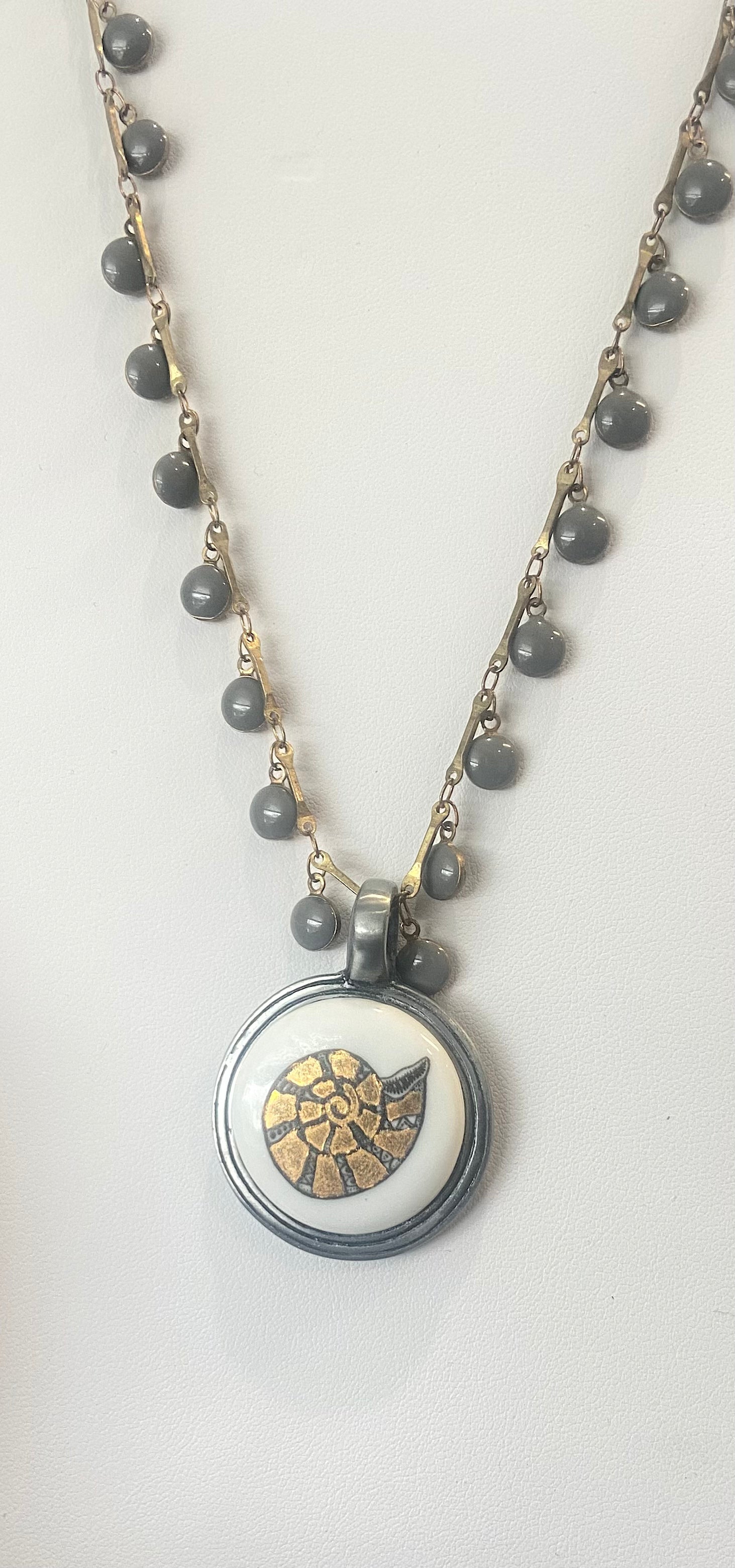 Nautical Seashell Necklace Gold Shell Beach Lover Jewelry Beaded Chain