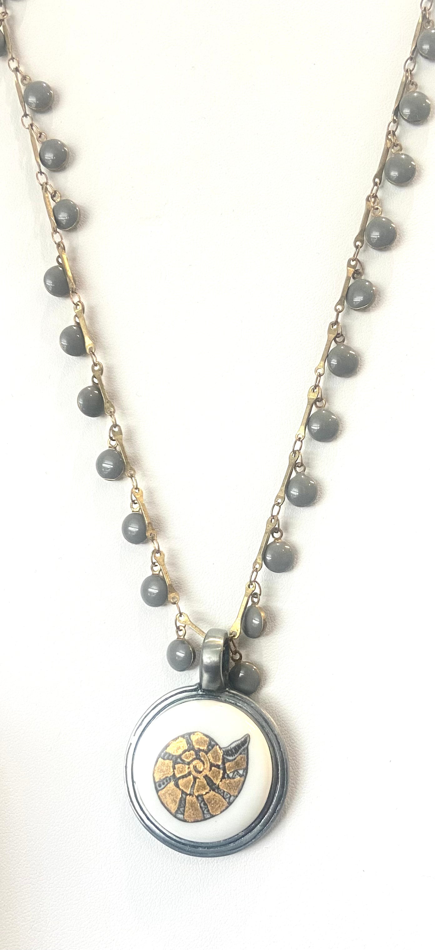 Nautical Seashell Necklace Gold Shell Beach Lover Jewelry Beaded Chain