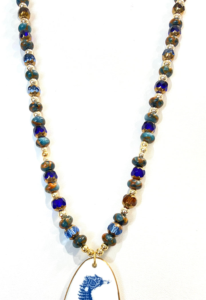 Seahorse Beaded Necklace Beach Lover Jewelry