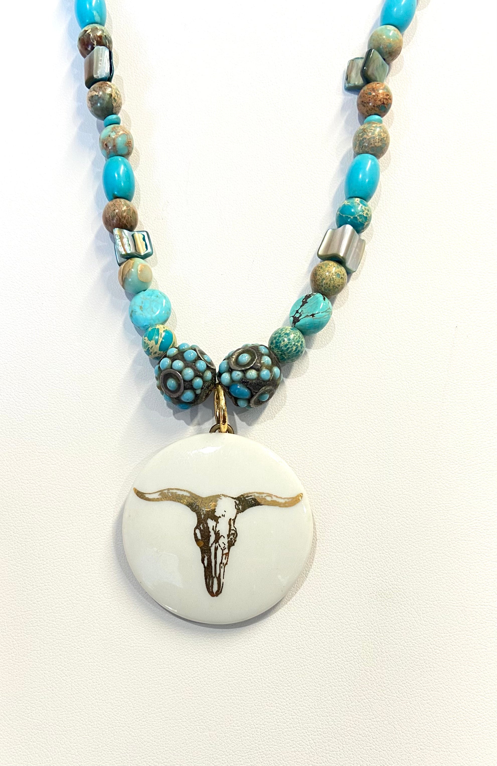 Skull Head Pendant Beaded Necklace