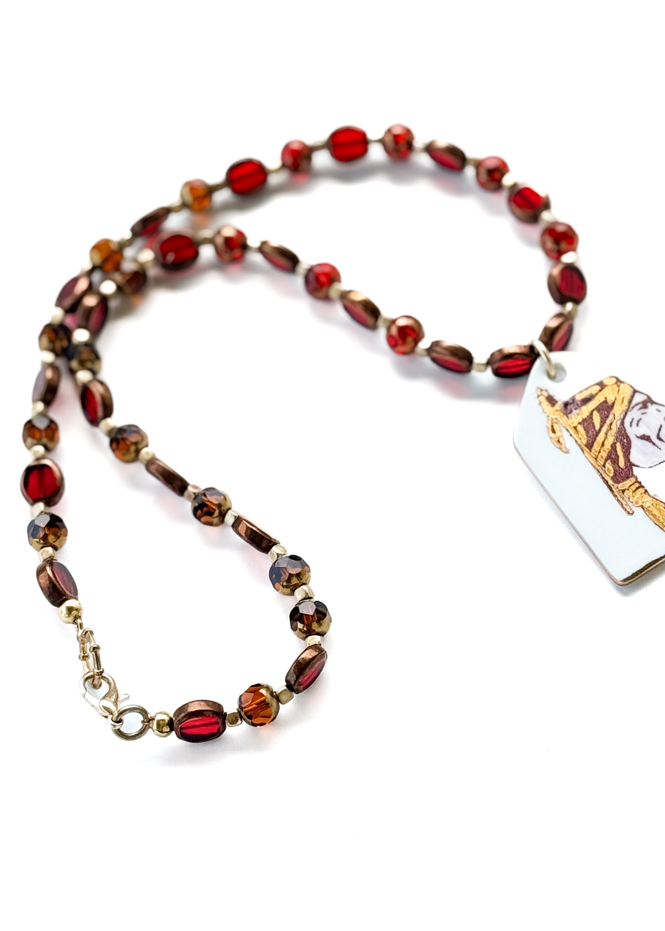 Football Porcelain Pendant Necklace – Game Day Indian Head Jewelry