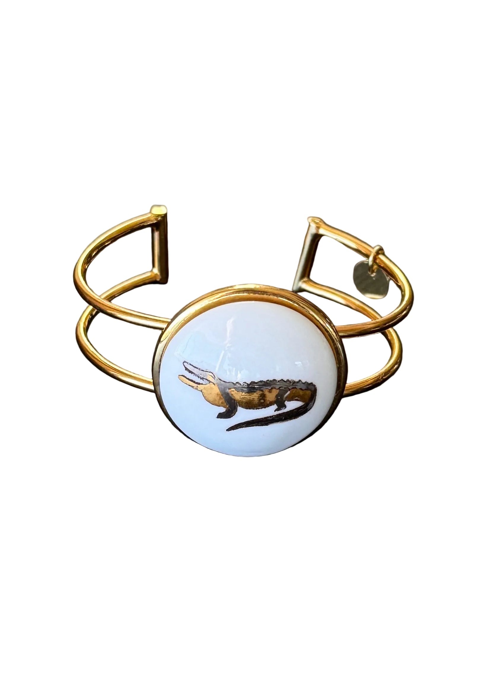 Gator Gold and Platinum Pendant Gold Bracelet