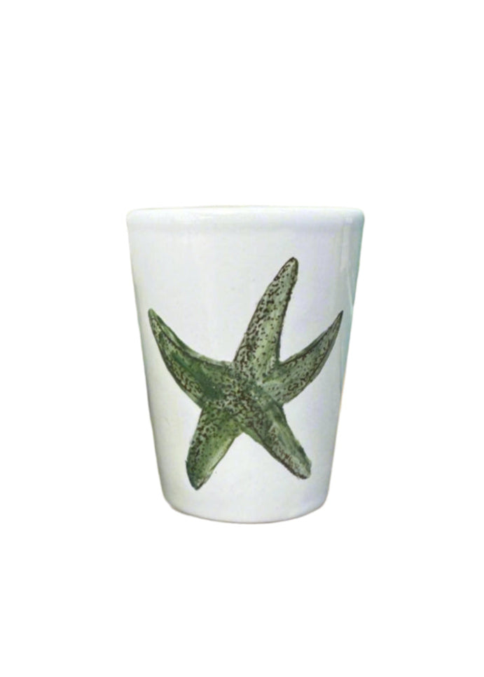 Starfish Ceramic Shot Glass Green