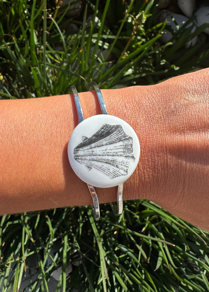 Seashell Bracelet Coastal Jewelry Silver Bangle