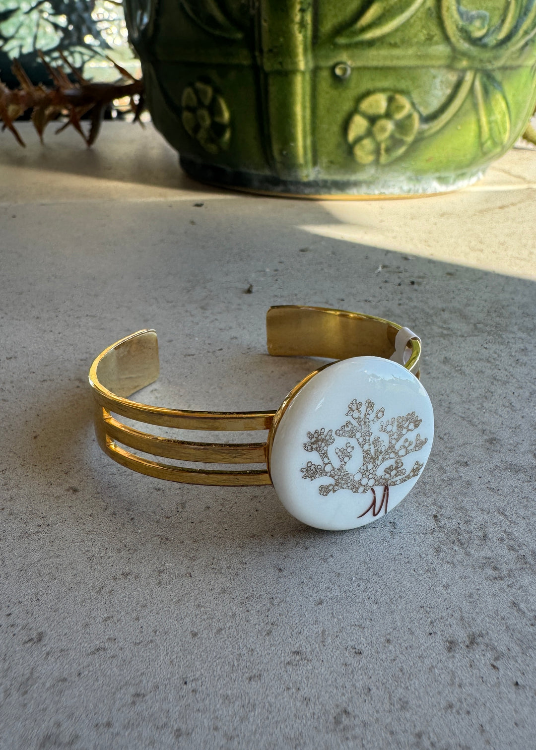 Coral Bracelet Gold Bangle Coastal Jewelry