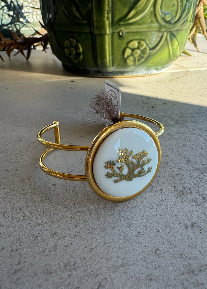Coral Bracelet Green Coral Gold Bangle Coastal Jewelry