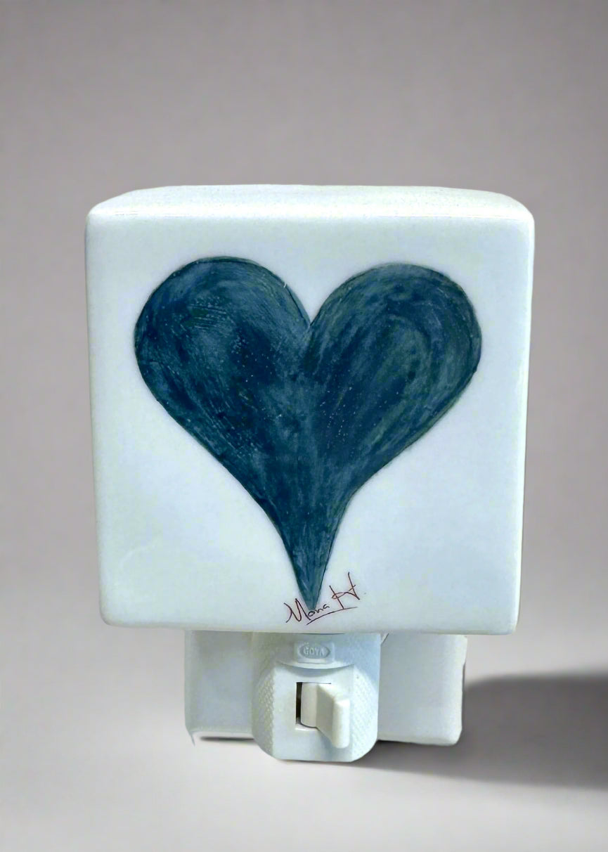 Blue Heart Ceramic Nightlight