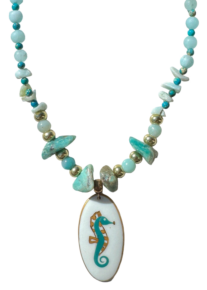 Beaded Seahorse Necklace Coastal Jewelry Lover