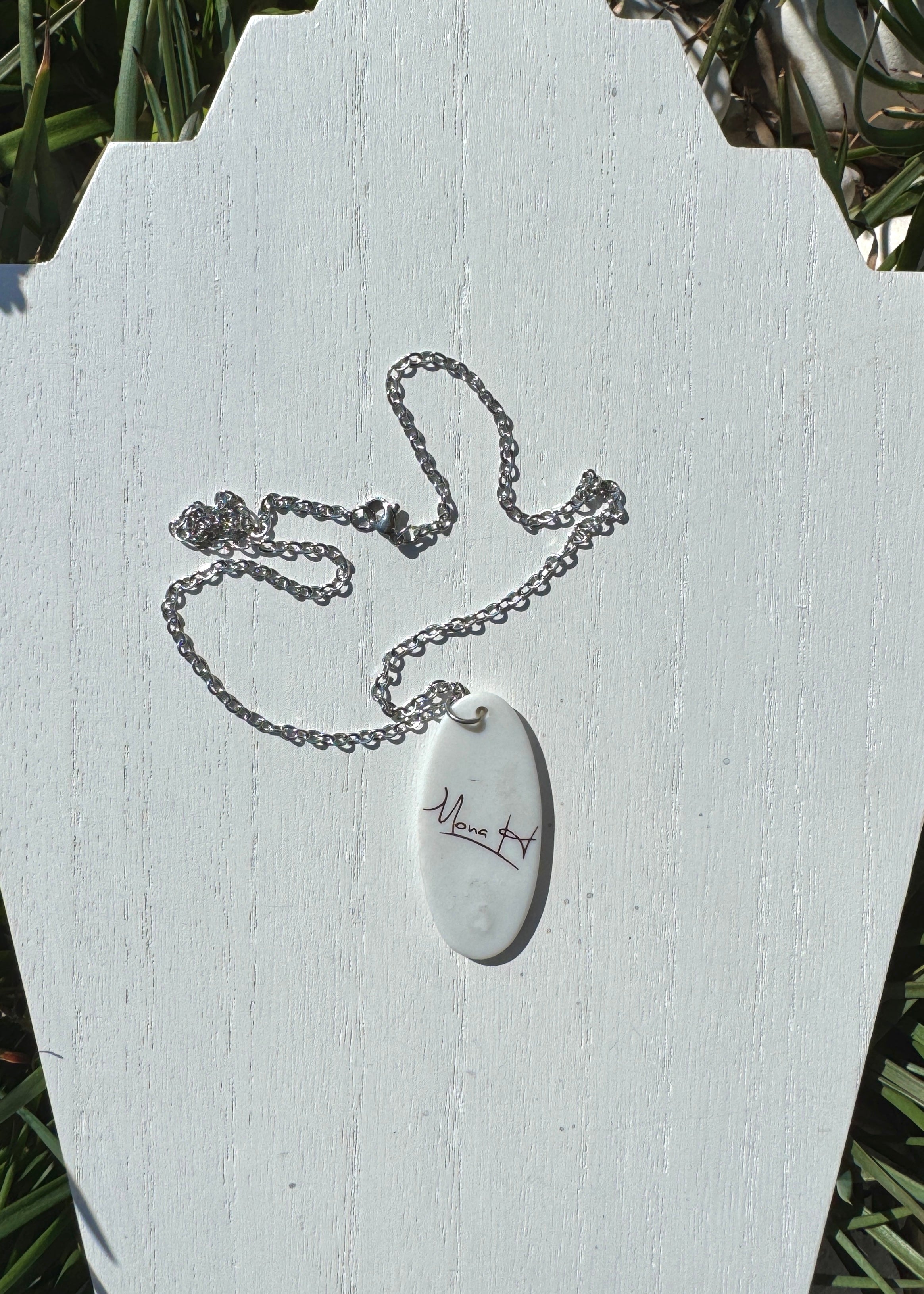 Black Octopus Oval Porcelain Pendant Chain Necklace
