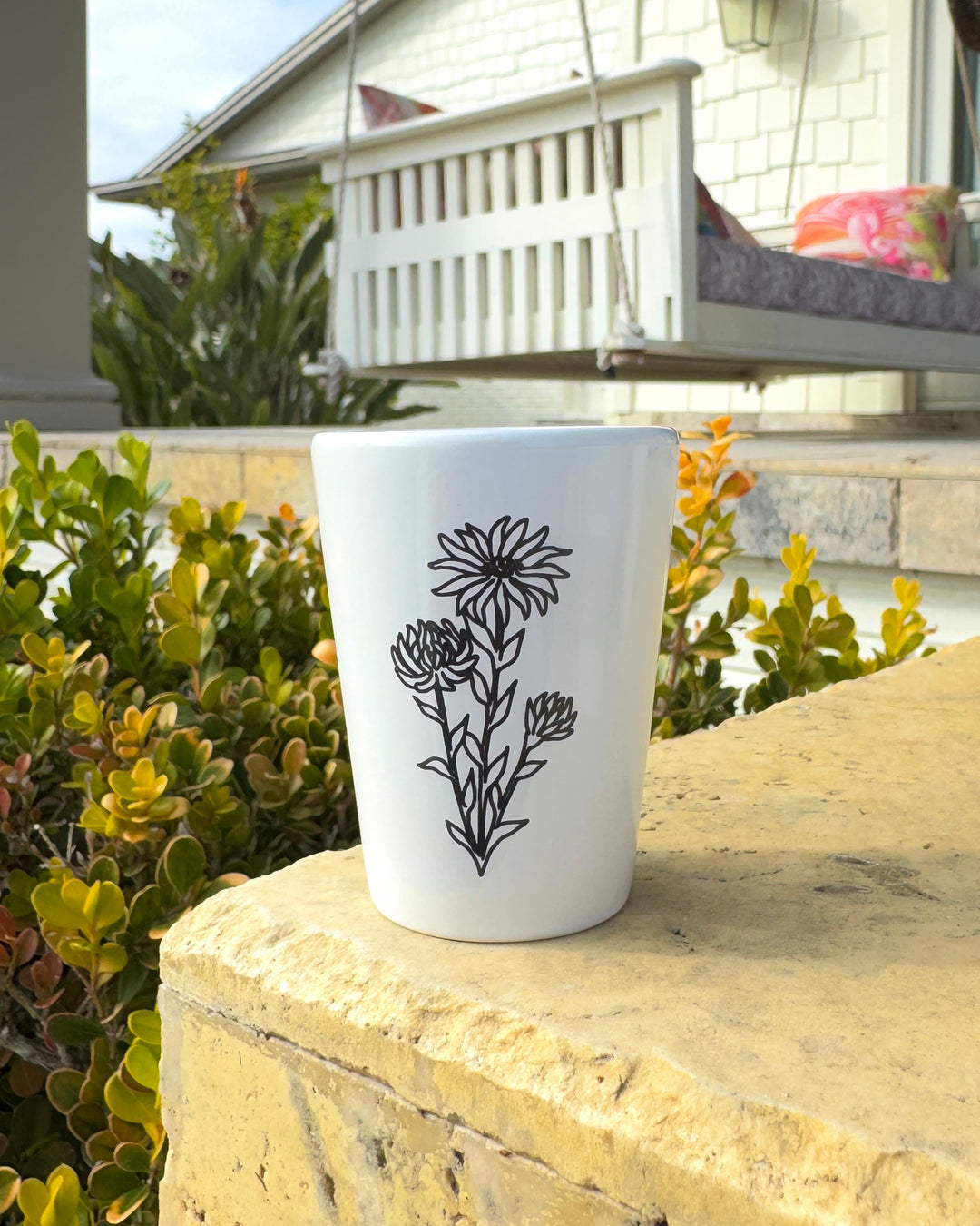 Shot Glass, September Shot Glass, Flower Shot Glass