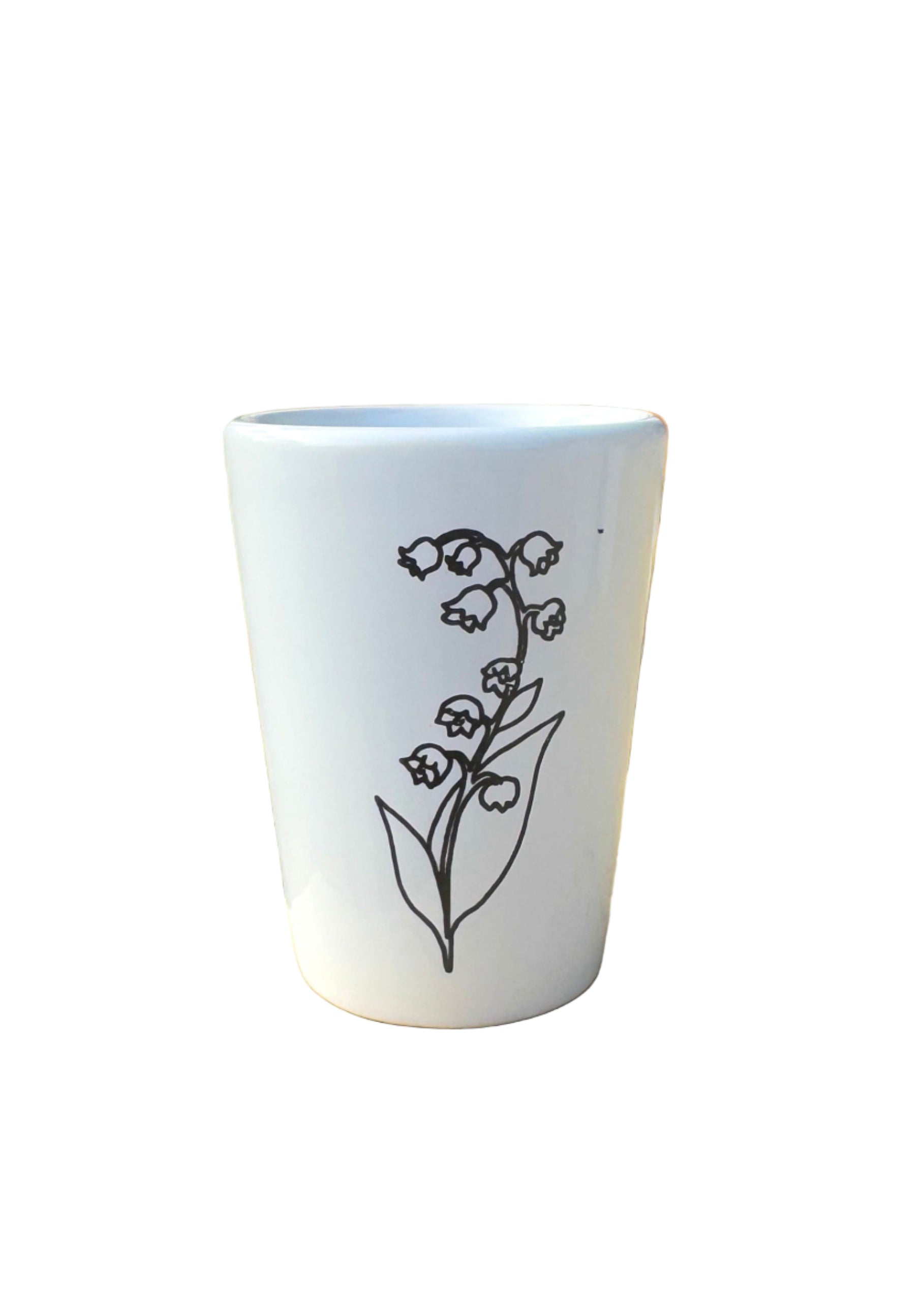 May Birth Flower Ceramic Shot Glass – Hand Painted Lily of the Valley Barware Gift