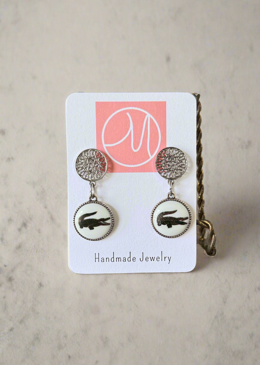 Gator Game Day Dangle Earrings Green Gator Jewelry