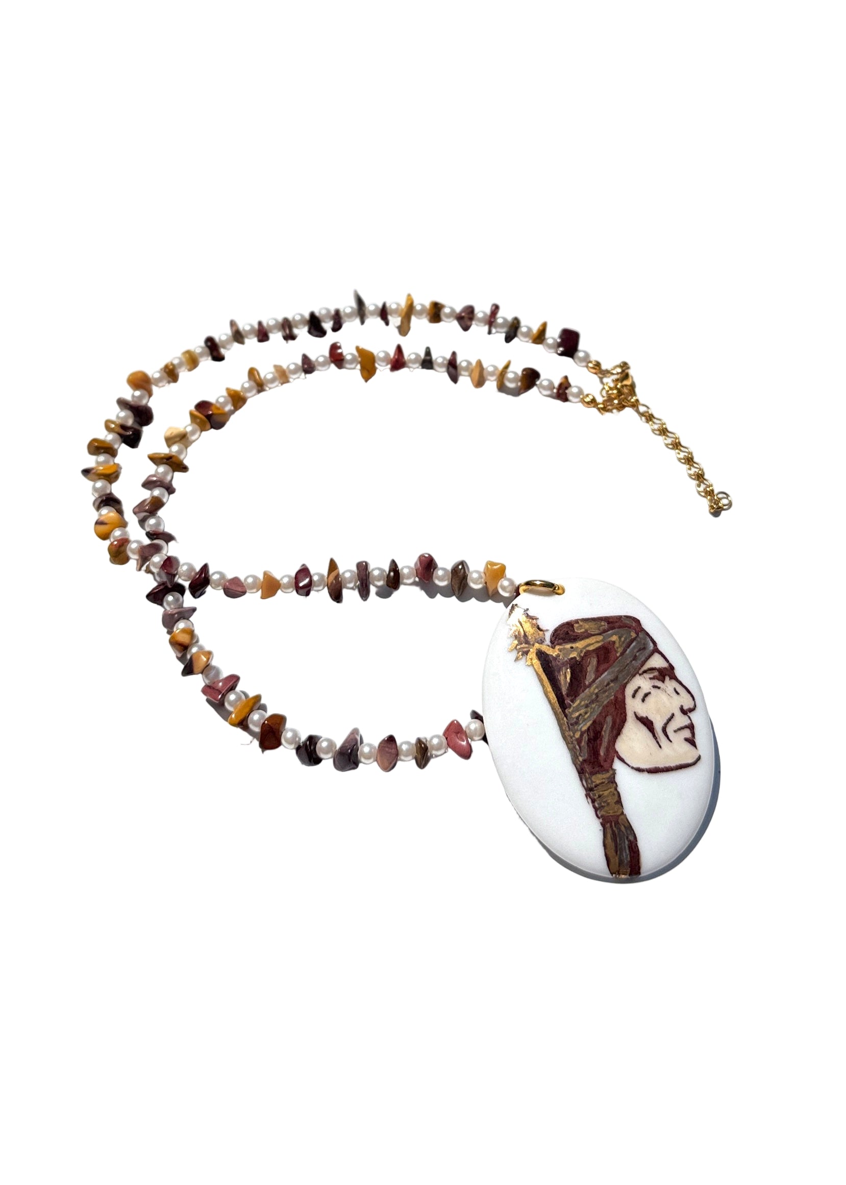 Indian Head Game Day Necklace – Garnet & Gold Mascot Jewelry for College Football