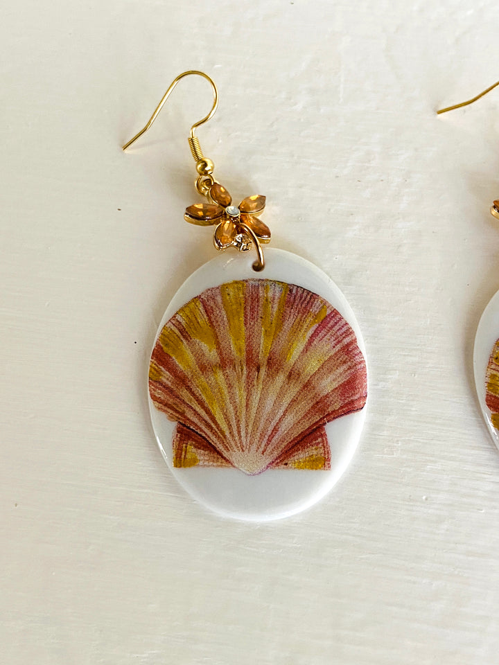 Hand Painted Seashell Earrings Coastal Lover Jewelry