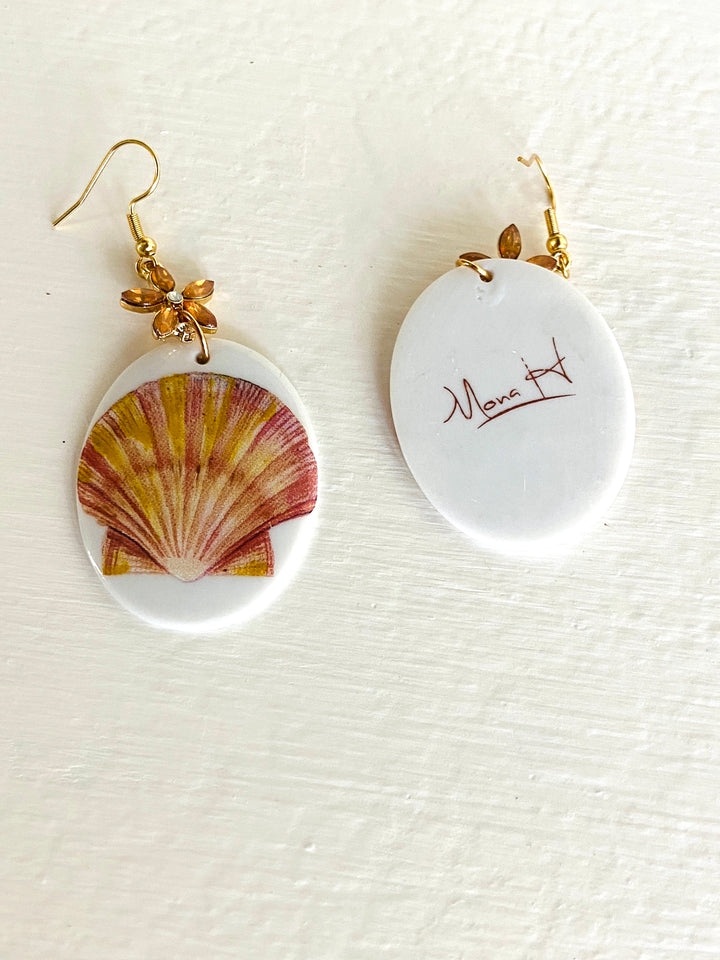Hand Painted Seashell Earrings Coastal Lover Jewelry