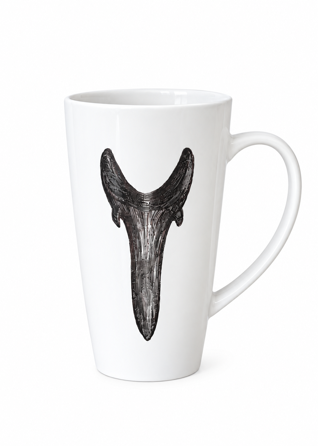 Hand-Painted Coastal Shark Tooth Porcelain Coffee Latte Mug