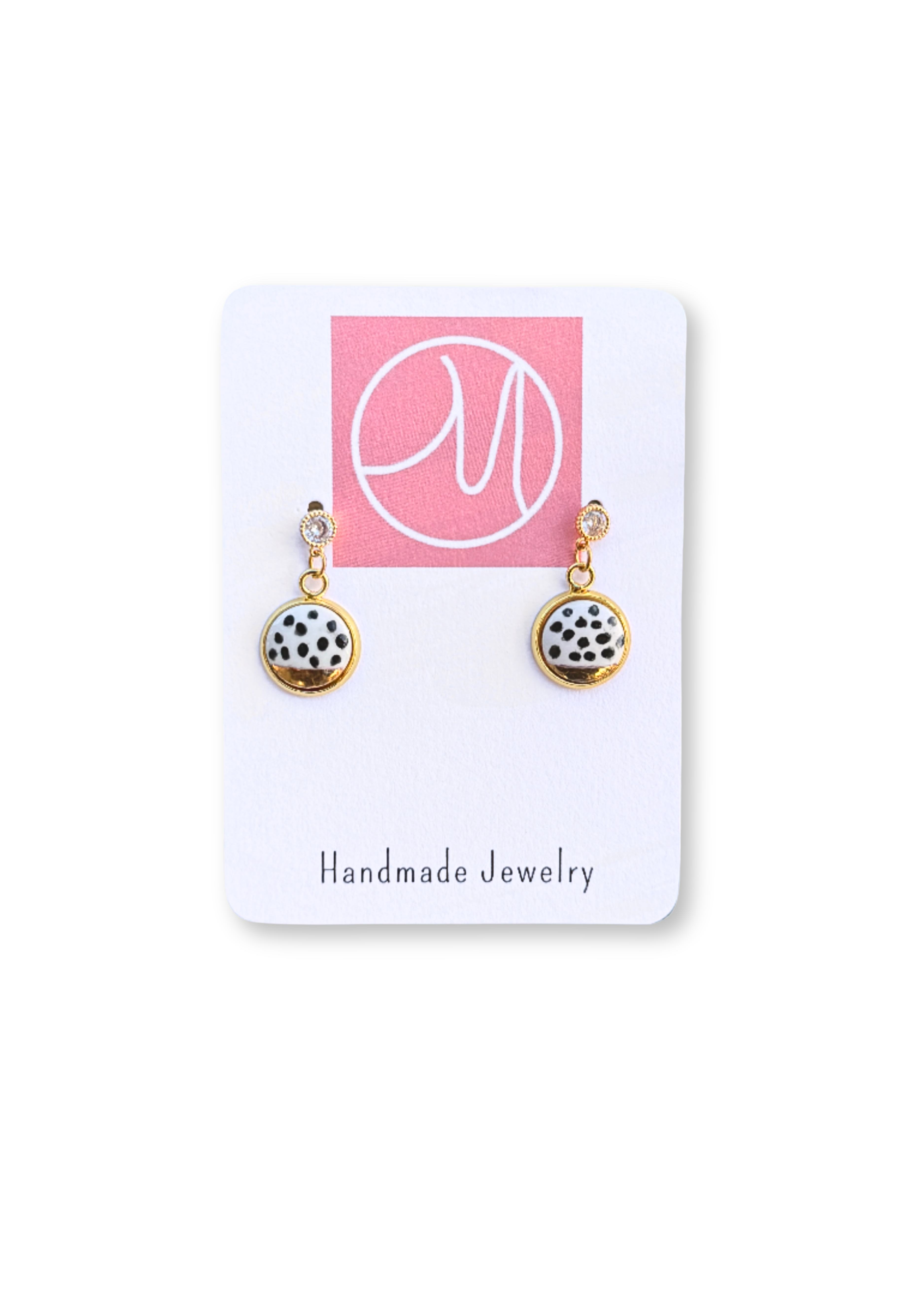 Black Dot Porcelain Stud Earrings