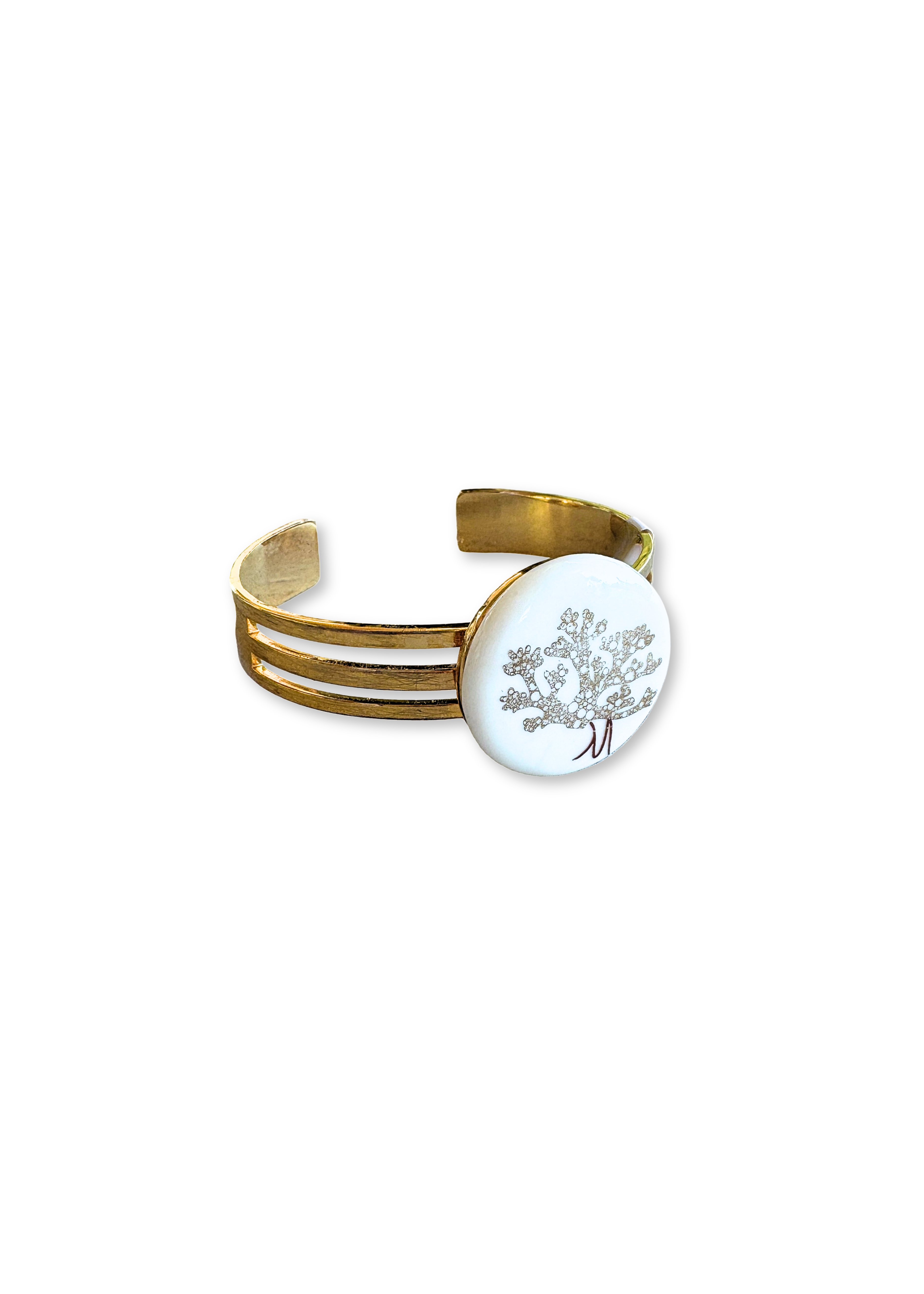 Gold Coral Porcelain Pendant Gold-Filled Bracelet