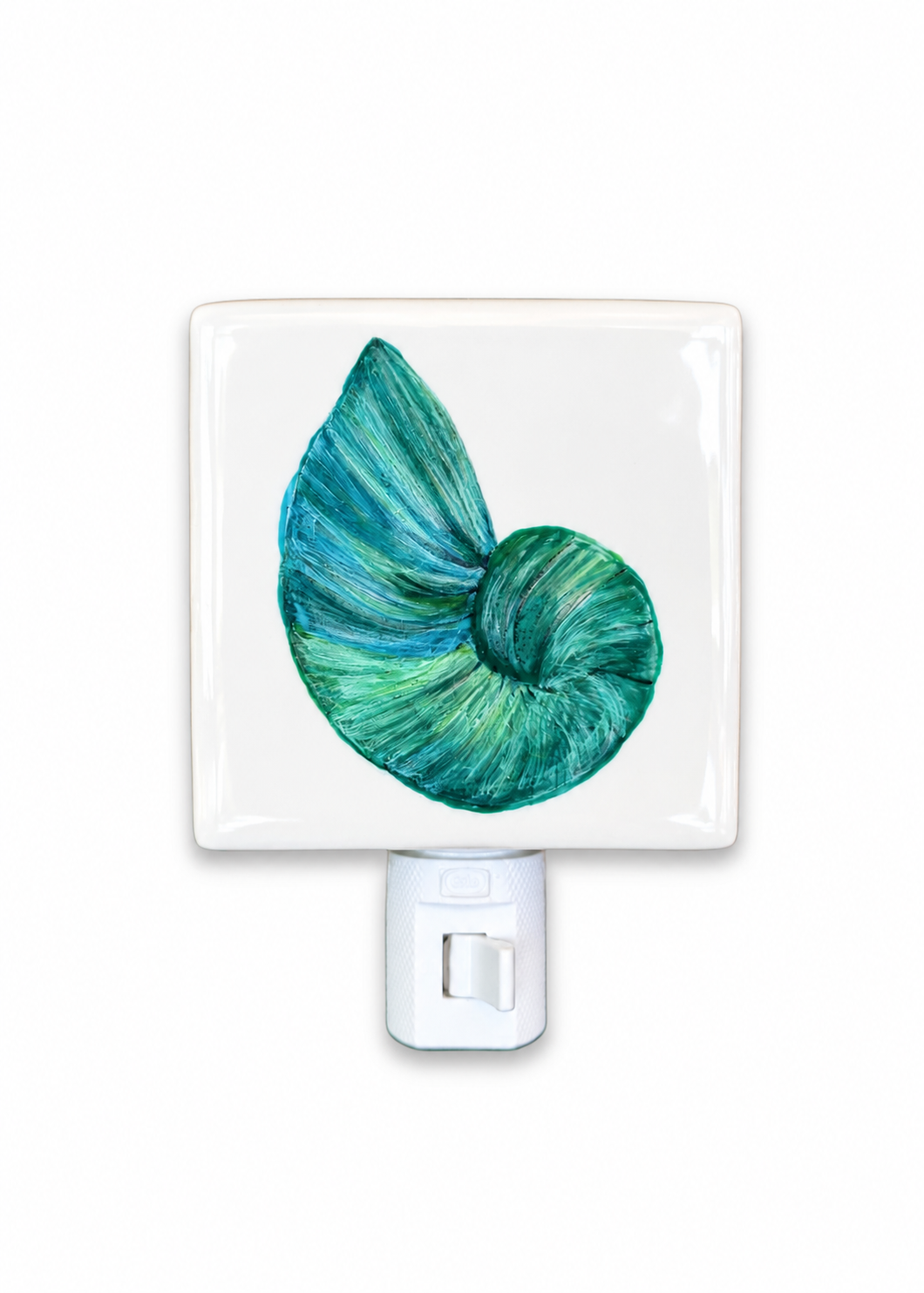 Hand-Painted Shell Porcelain Nightlight Green Turquoise