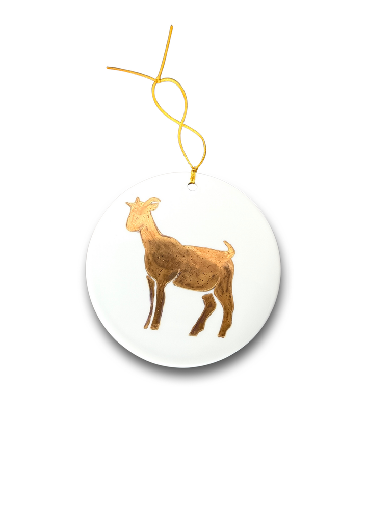 Goat Ornament Gold Christmas