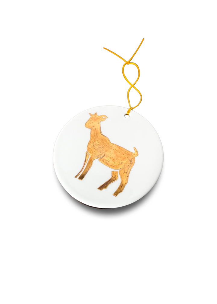 Goat Ornament Gold Christmas