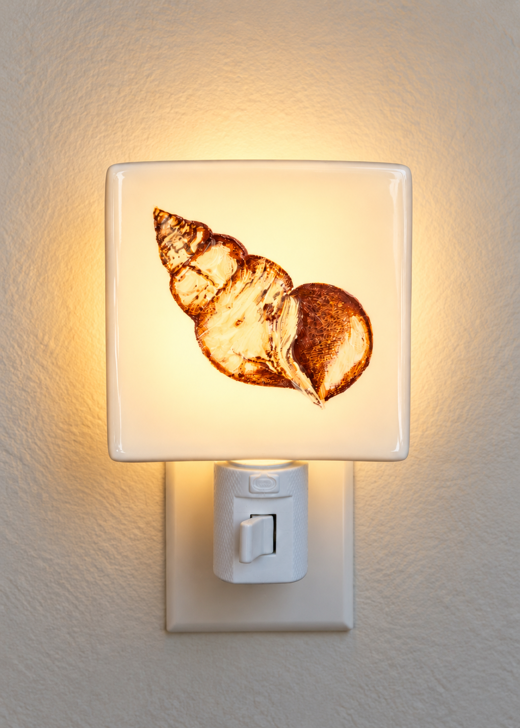 Hand-Painted Spiral Seashell Porcelain Night Light