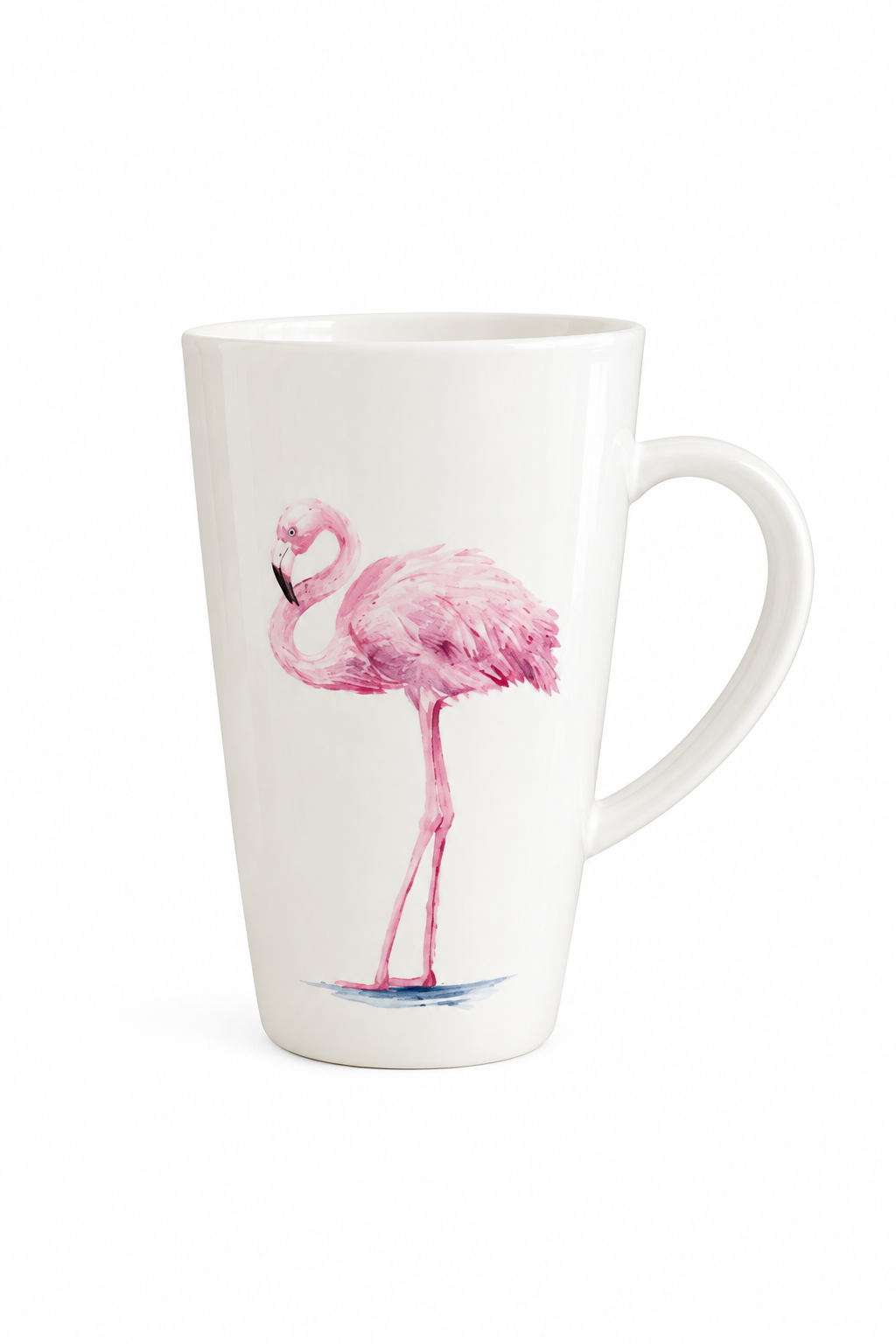 Hand-Painted Coastal Pink Flamingo Porcelain Latte Mug