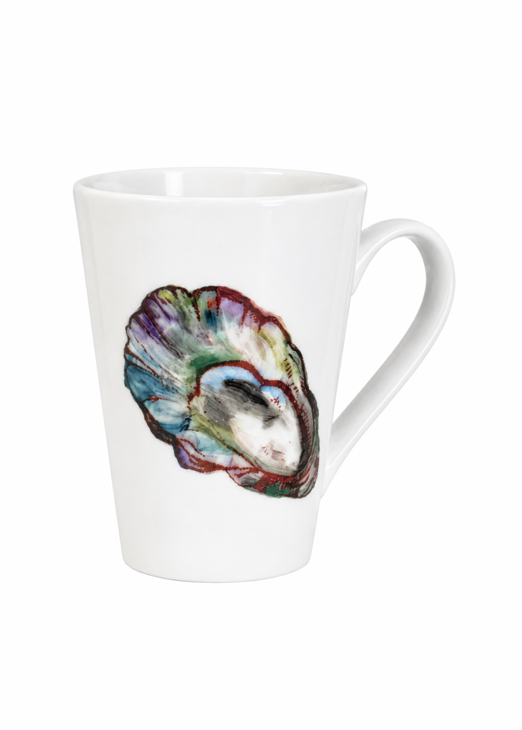 Hand Painted Coastal Oyster Shell Porcelain Coffee Mug