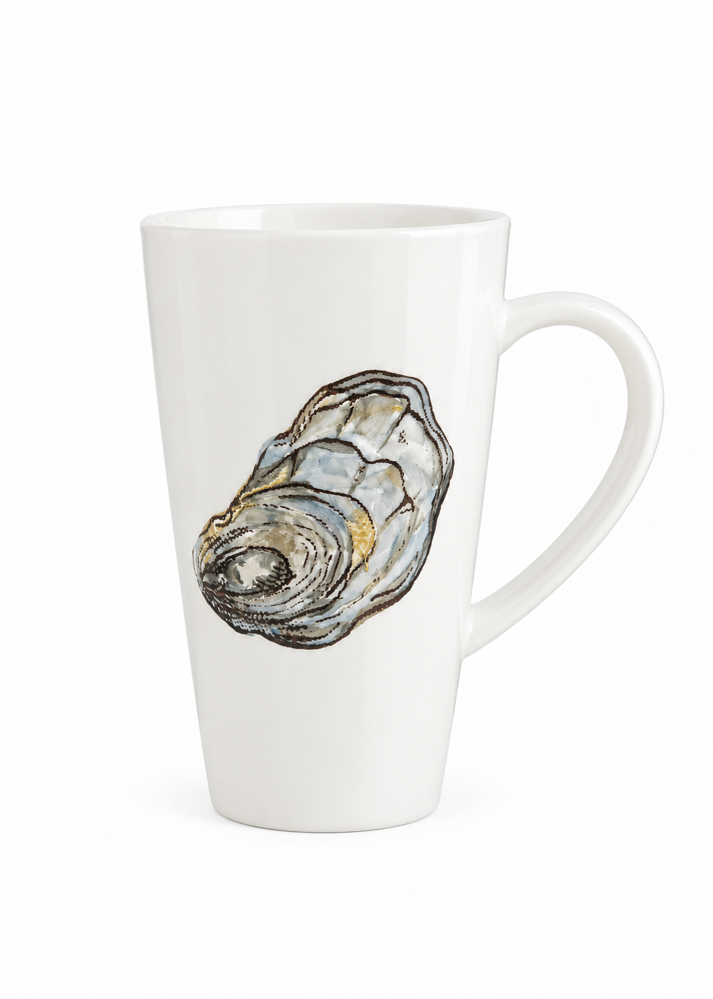 Hand-Painted Oyster Porcelain Mug