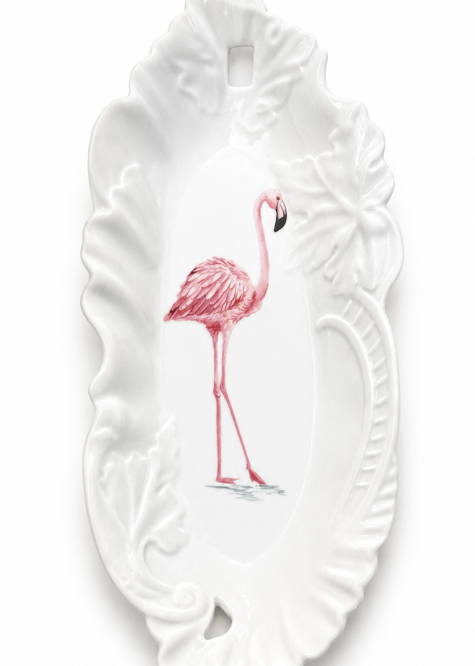 Hand Painted Flamingo Porcelain Tray Jewelry Holder