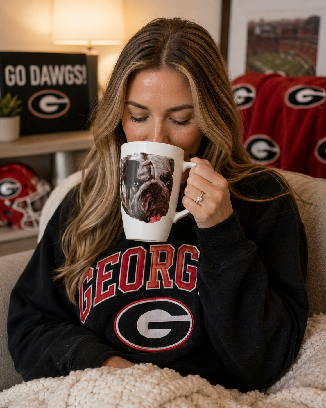 Hand-Painted Bulldog Latte Mug