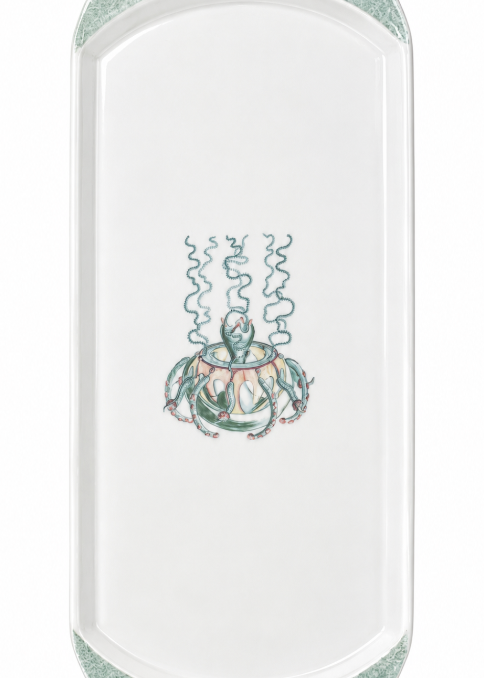 Hand Painted Coastal Octopus Porcelain Serving Platter – Nautical Entertaining Tray