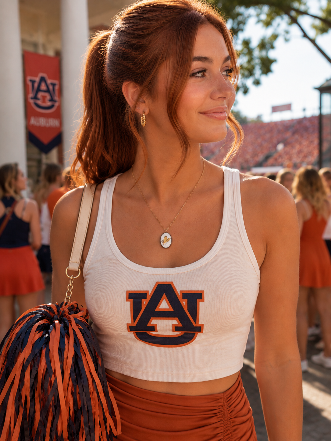 Hand-Painted Eagle Porcelain Pendant Necklace – Auburn Game Day Style