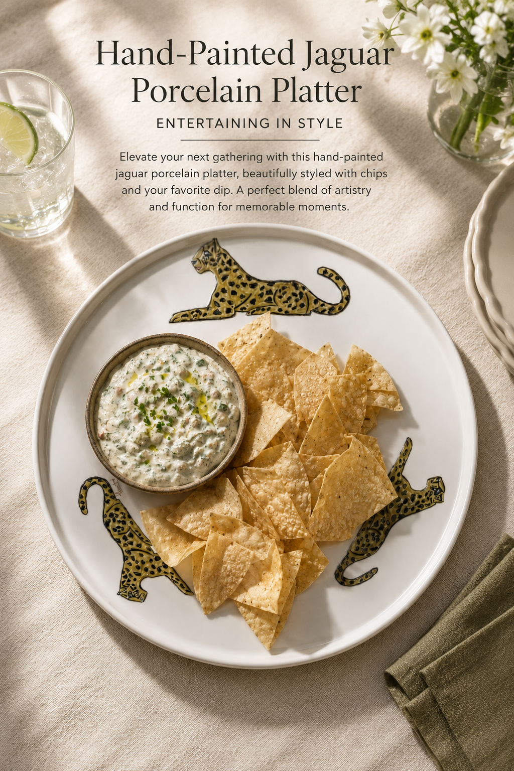 Hand-Painted Jaguar Porcelain Platter – Entertaining in Style