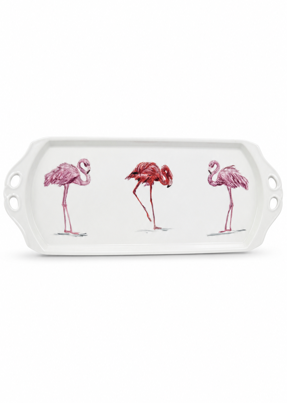 Hand-Painted Flamingo Porcelain Serving Tray