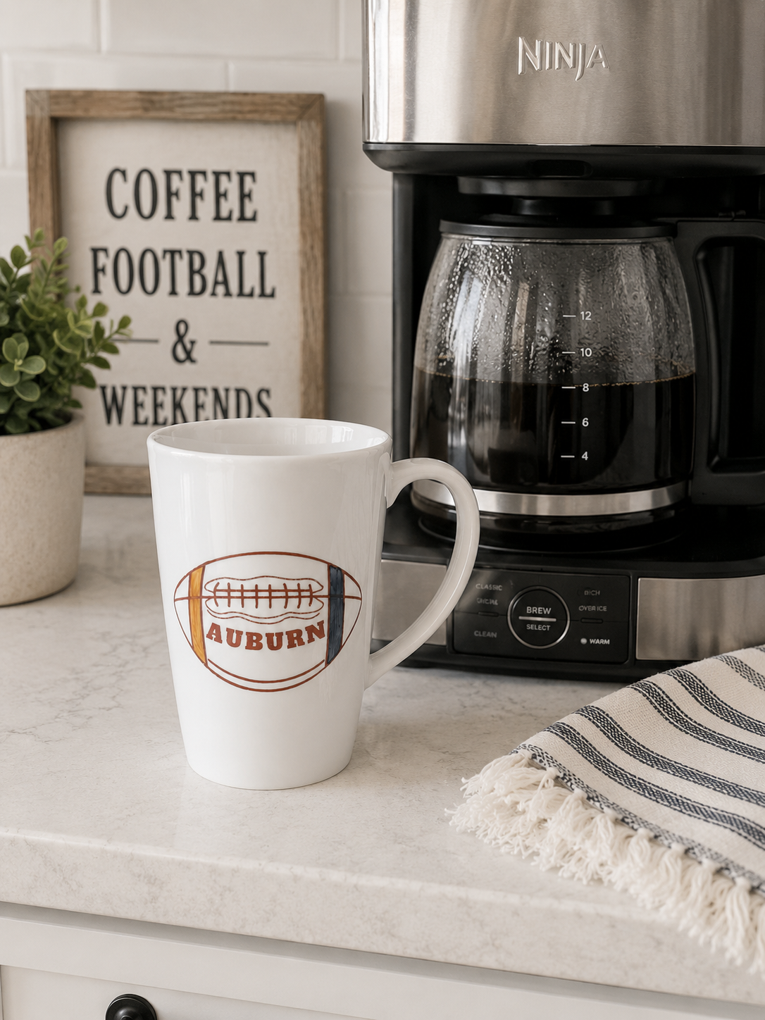 Auburn Football Porcelain Coffee Mug – Hand-Painted Game Day Favorite