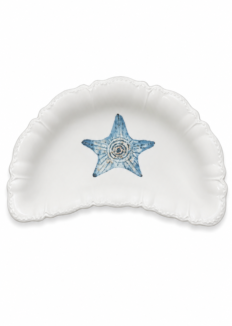 Hand-Painted Blue Starfish Porcelain Ring Dish