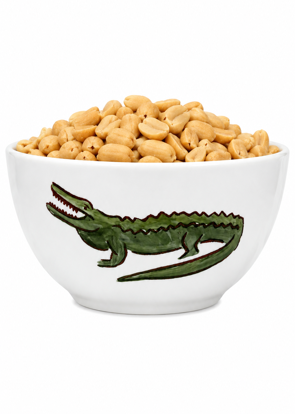 Hand-Painted Green Gator Porcelain Snack Bowl