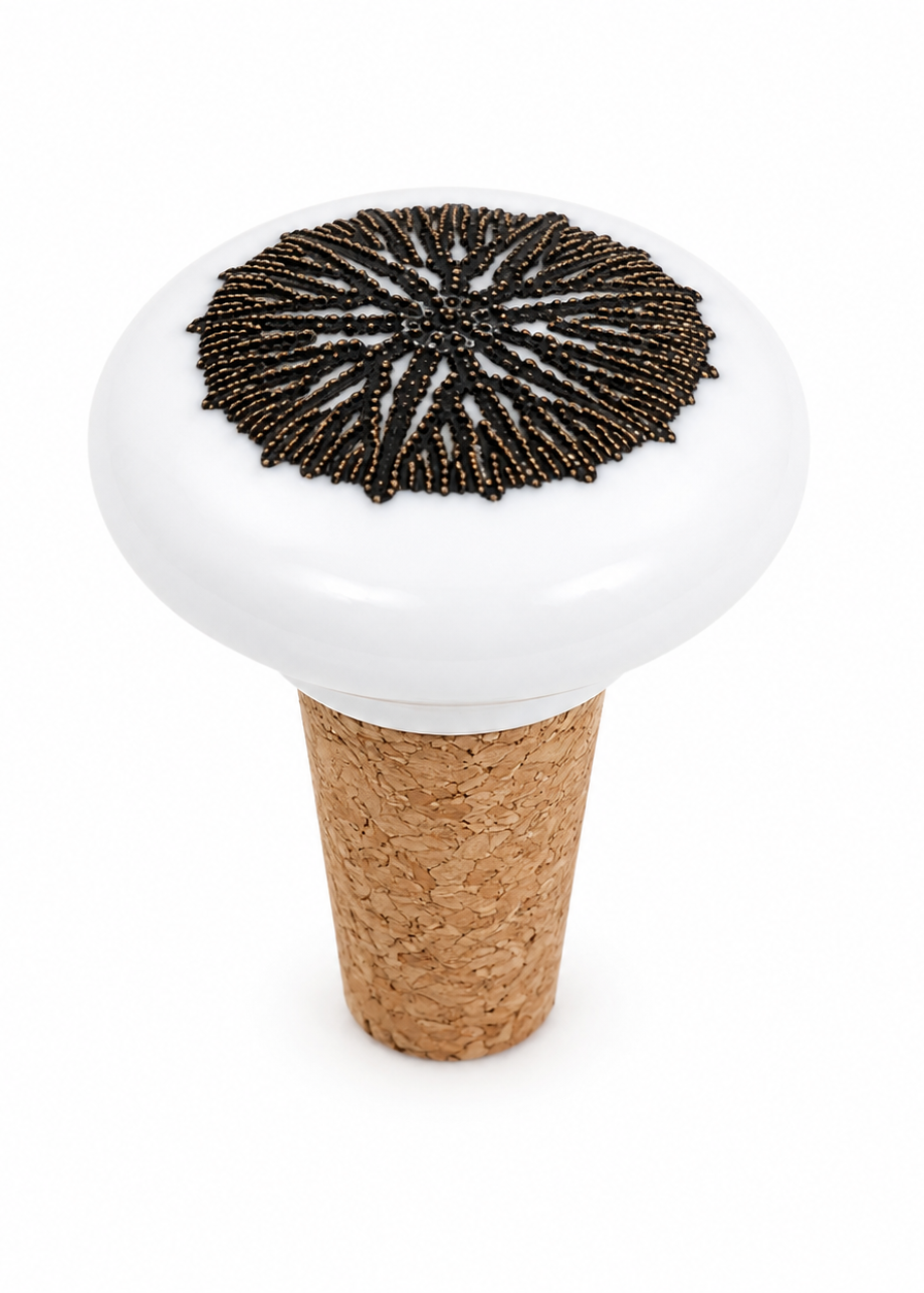 Sea Urchin Porcelain Wine Stopper | Coastal Bottle Topper | Elegant Hostess Gift
