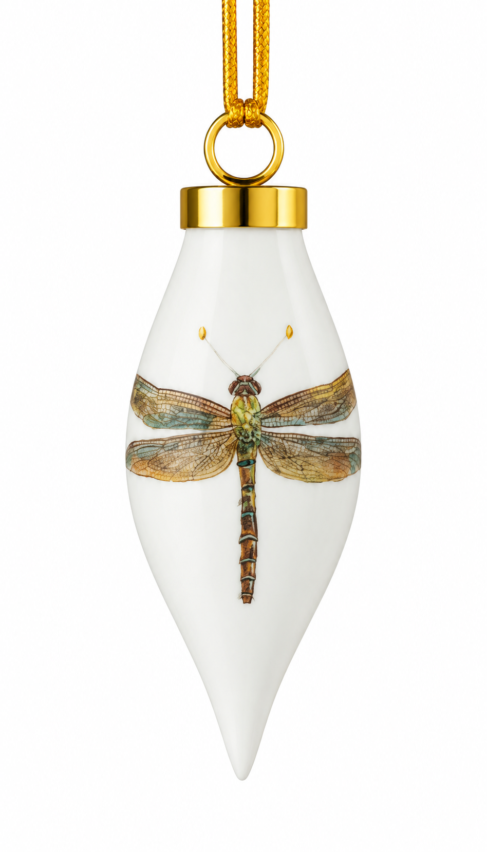 Hand-Painted Dragonfly Porcelain Christmas Ornament