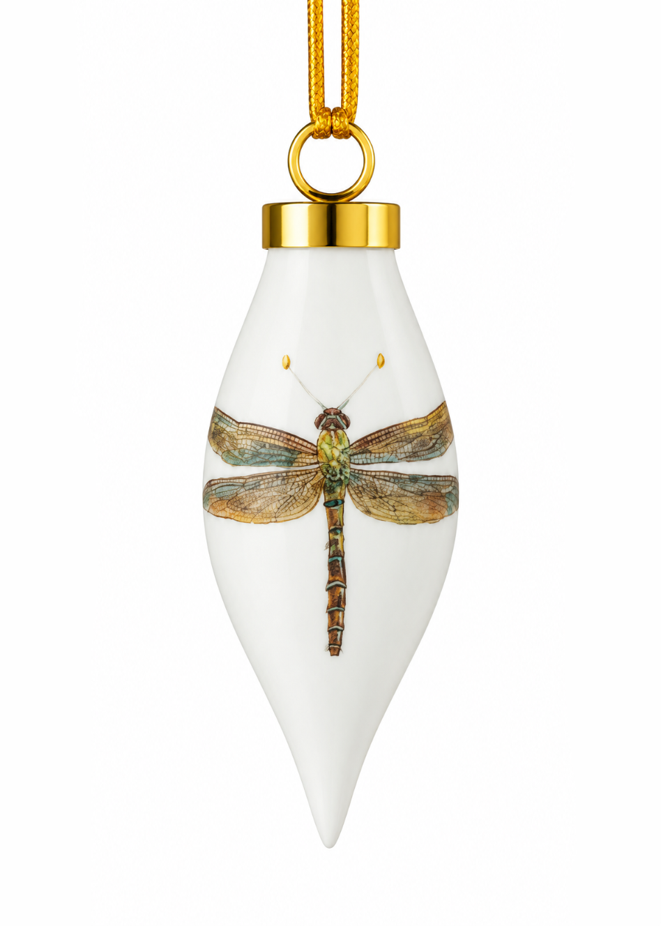 Hand-Painted Dragonfly Porcelain Christmas Ornament