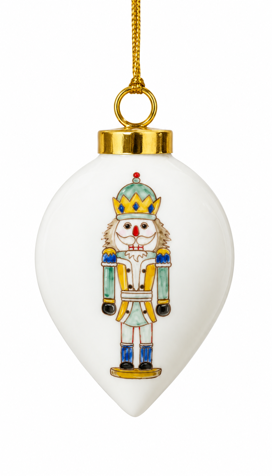 Hand-Painted Porcelain Nutcracker Christmas Ornament