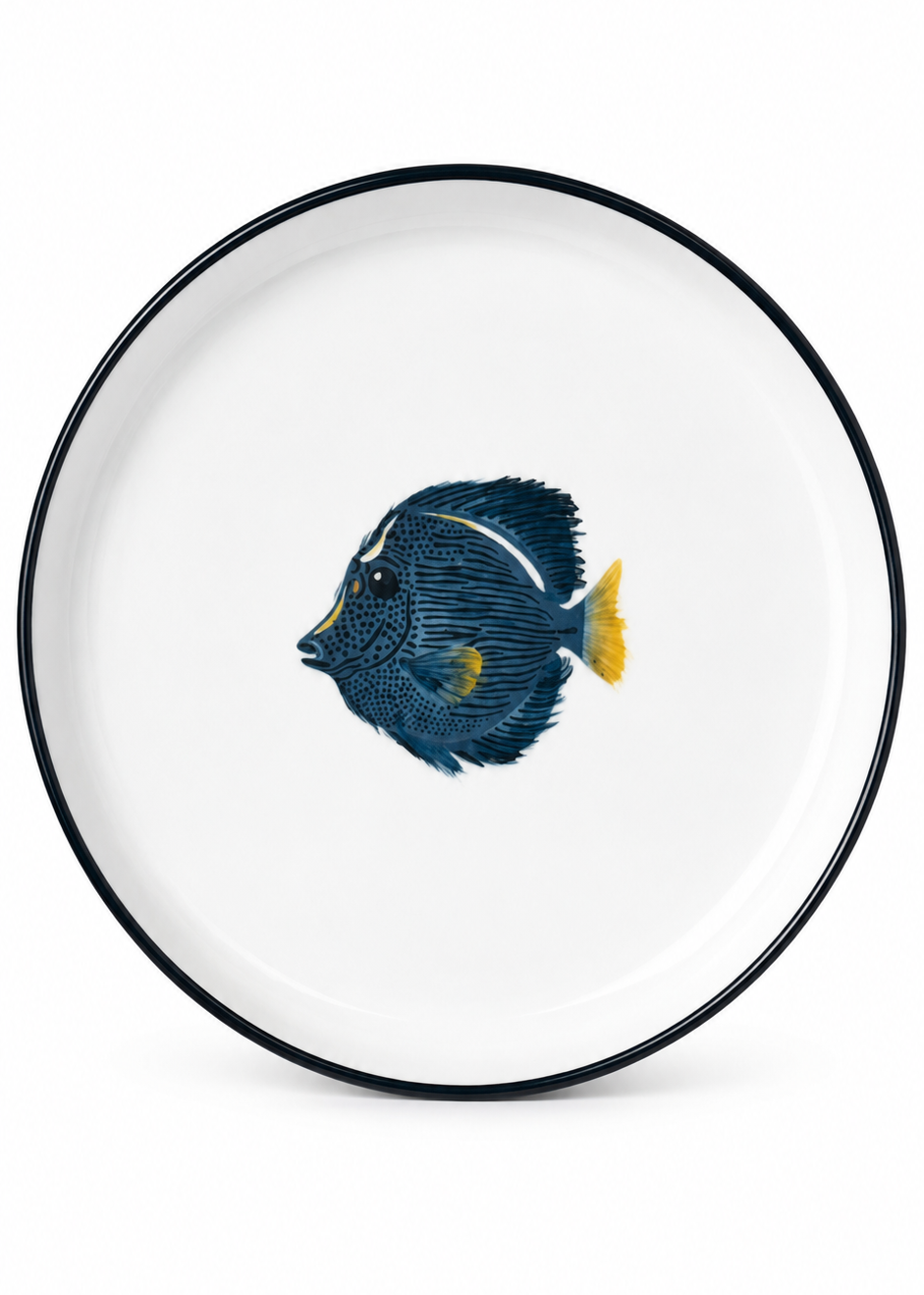 Coastal Tropical Hand Painted Blue Tang Fish Appetizer Serving Plate