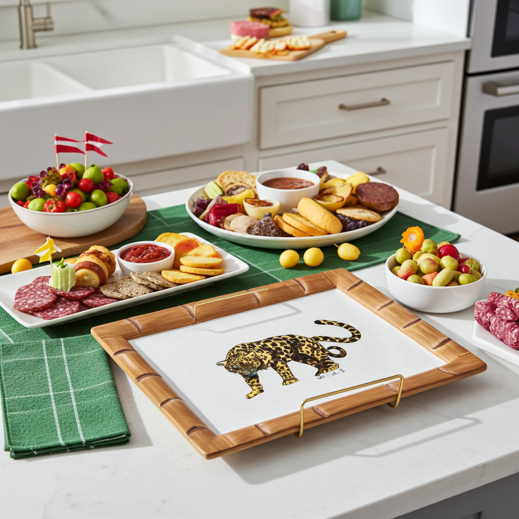 10.5" White Square Plate with Hand-Painted Jaguar