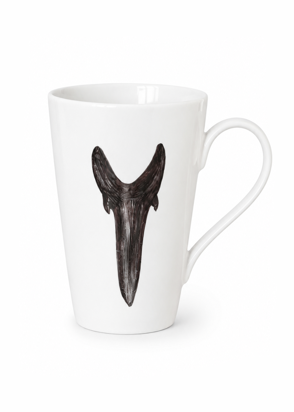 Hand-Painted Coastal Shark Tooth Porcelain Coffee Mug