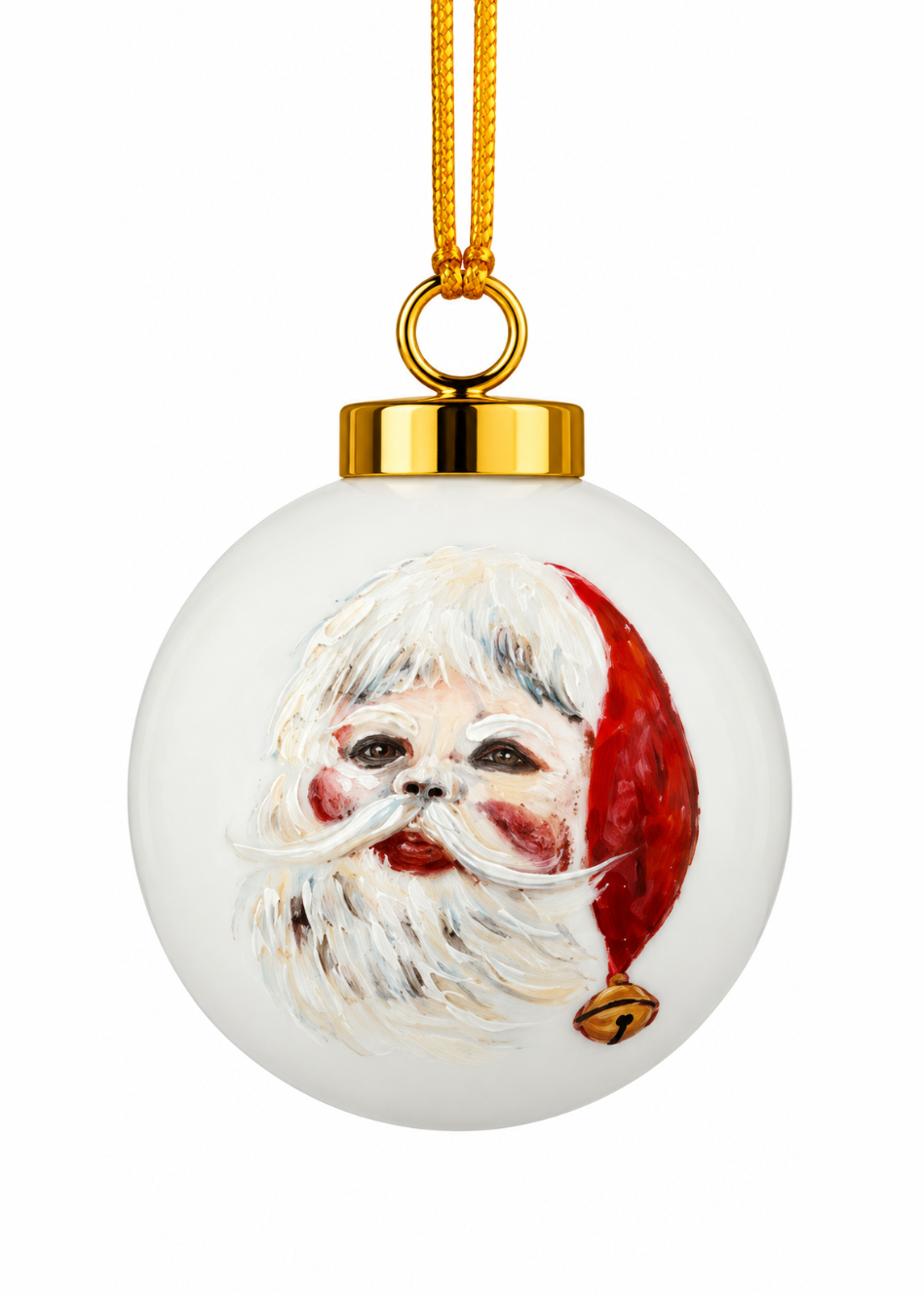 Hand-Painted Vintage Santa Claus Porcelain Christmas Ornament